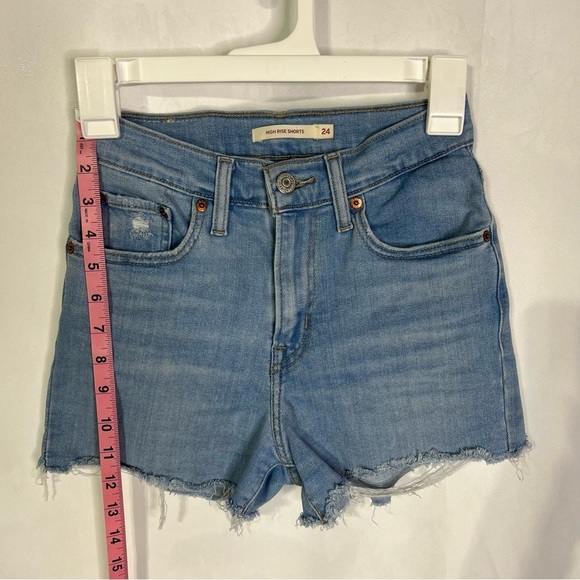 Levi’s High Waisted Shorts Size 24 Levi’s Cut Off Stretchy Denim - Picture 4 of 7